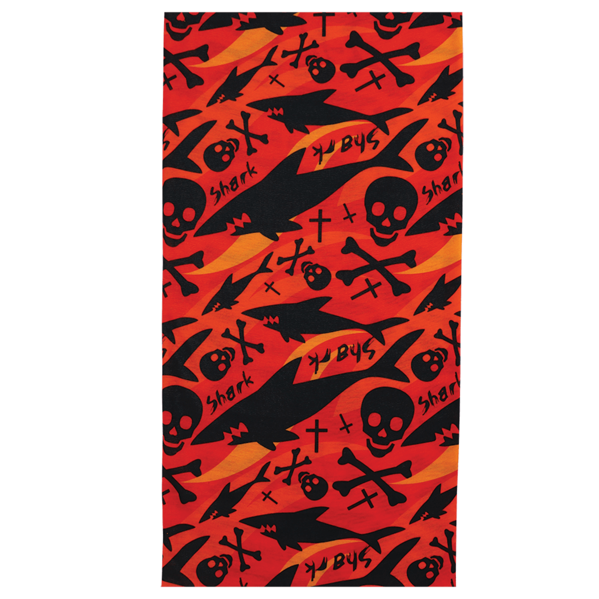 FrogWear™ Multi-Function Neck Gaiter, Orange and Black Shark and Cross Bones Design - LIMITED STOCK - NG-203