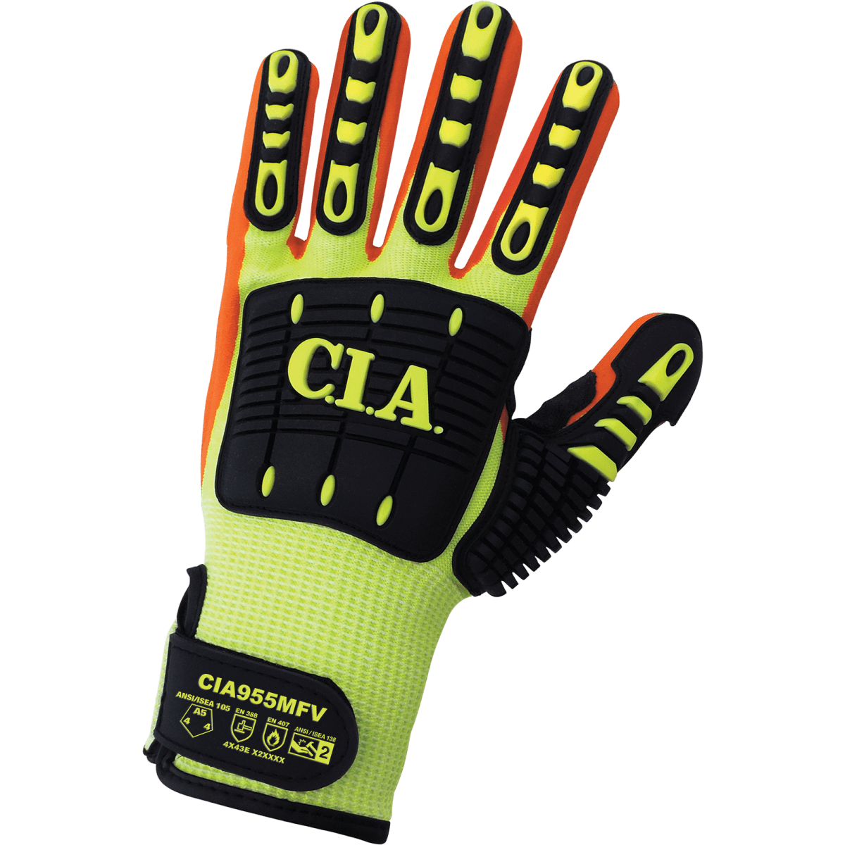 Vise Gripster® C.I.A. High-Visibility Mach Finish Nitrile-Coated Gloves with Cut, Abrasion, Puncture, and Impact Resistance - CIA995MFV
