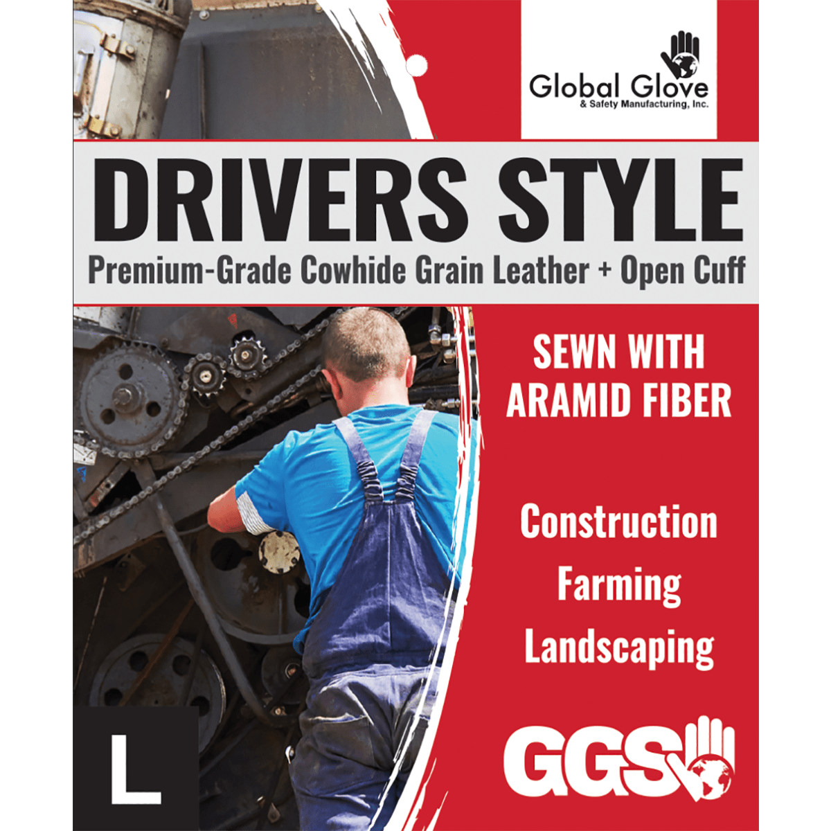 Premium-Grade Grain Cowhide Drivers Style Retail Tagged Gloves with Keystone Thumb - 3200-T