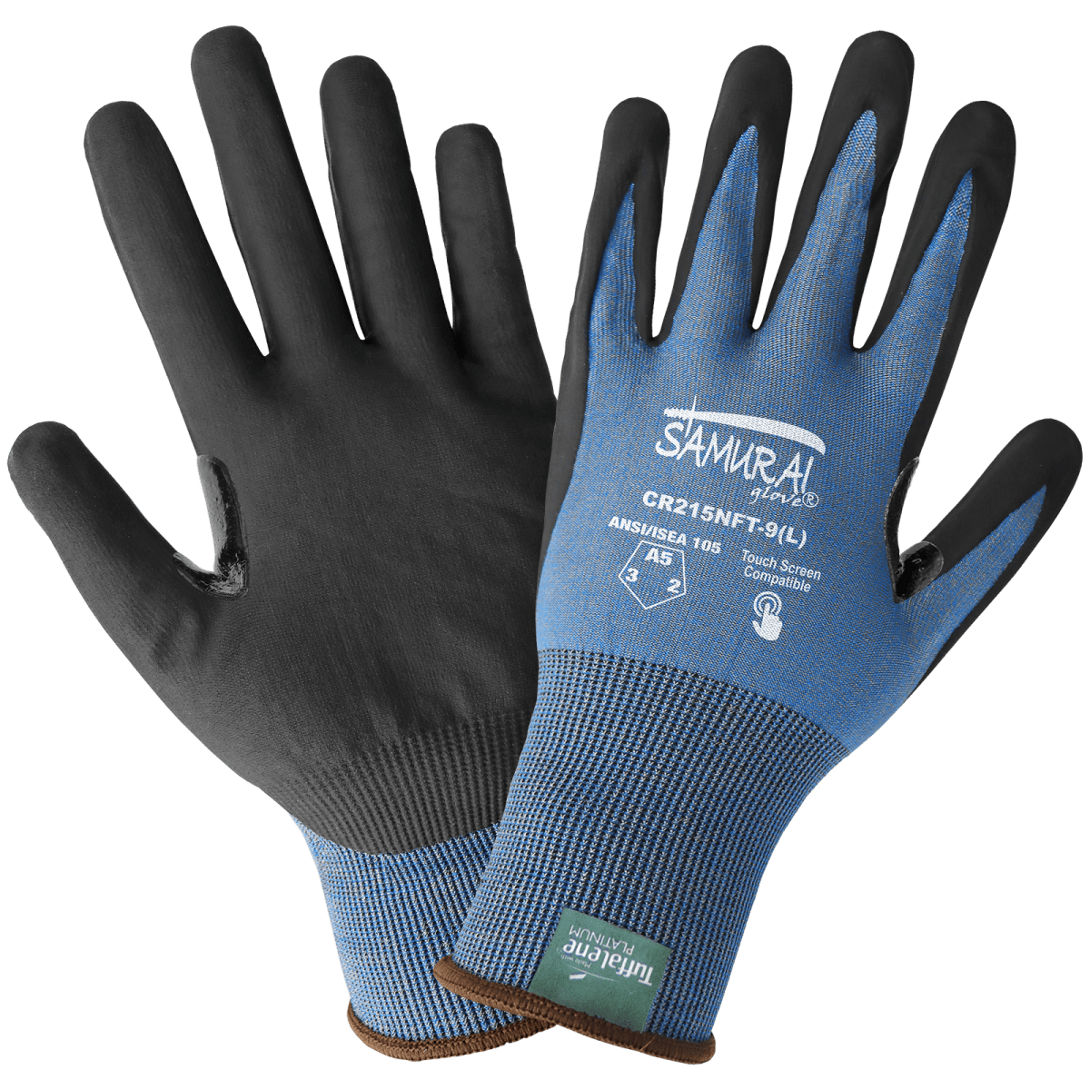 Samurai Glove® Cut Resistant 21-Gauge Tuffalene® Platinum Reinforced Gloves with Touchscreen Fingers - CR215NFT