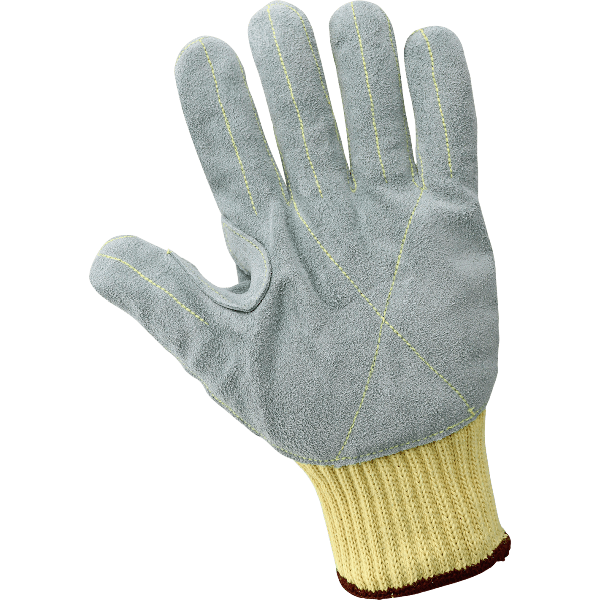 Cut-Resistant Cowhide Leather Palm 7-Gauge Aramid Fiber String Knit Gloves - LIMITED STOCK - K300LFE