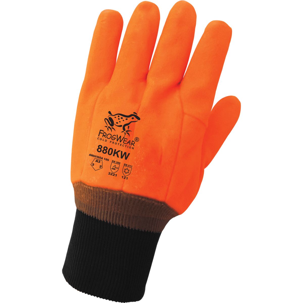 FrogWear® Cold Protection High-Visibility Insulated Double-Coated with PVC Chemical Handling Gloves with Cut, Abrasion, and Puncture Resistance - 880KW