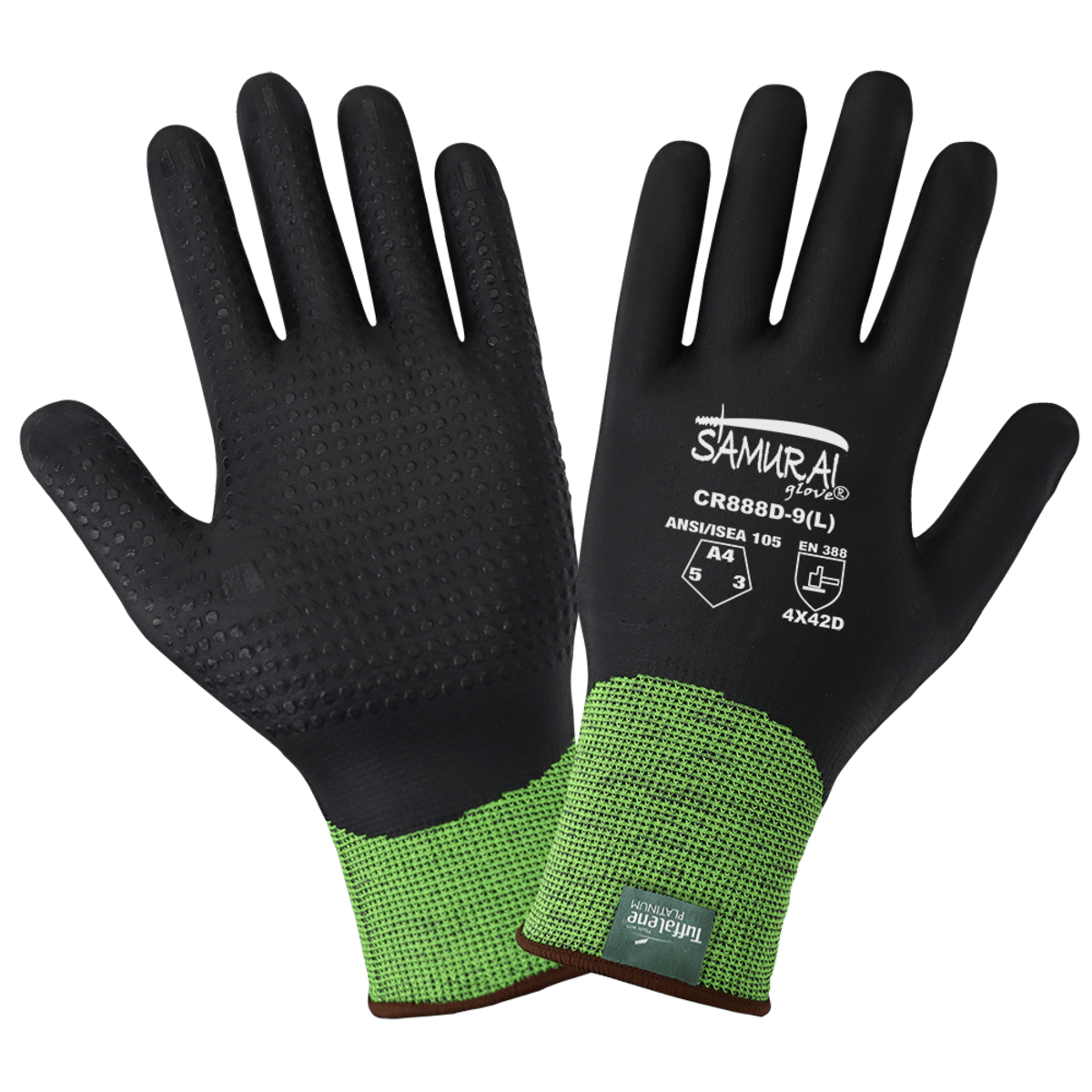 Samurai Glove® High-Visibility Cut Resistant Fully Coated Gloves Made with 18-Gauge Tuffalene® Platinum - CR888D