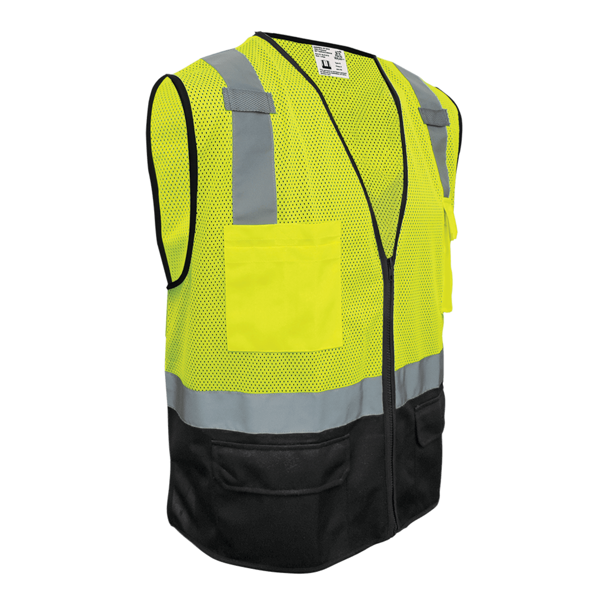 FrogWear® HV High-Visibility Polyester Solid Black Bottom Safety Vest - GLO-019