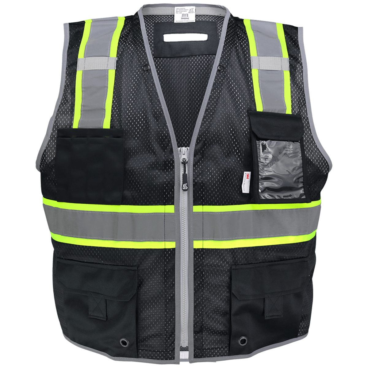 FrogWear® HV Black Enhanced Visibility Surveyors Safety Vest - GLO-067K