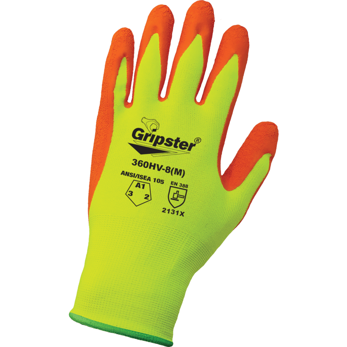 Gripster® Orange Etched Rubber Coated High-Visibility Lightweight Gloves with Cut, Abrasion, and Puncture Protection - 360HV