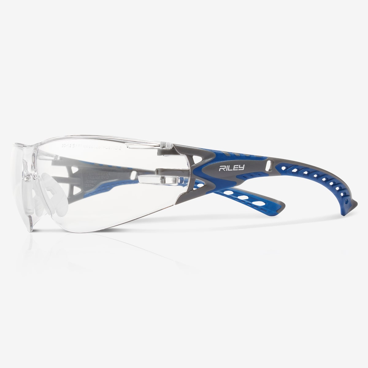 Stream Evo™ Clear Anti-Fog Lens, Gray and Blue Frame Safety Glasses - RLY00361