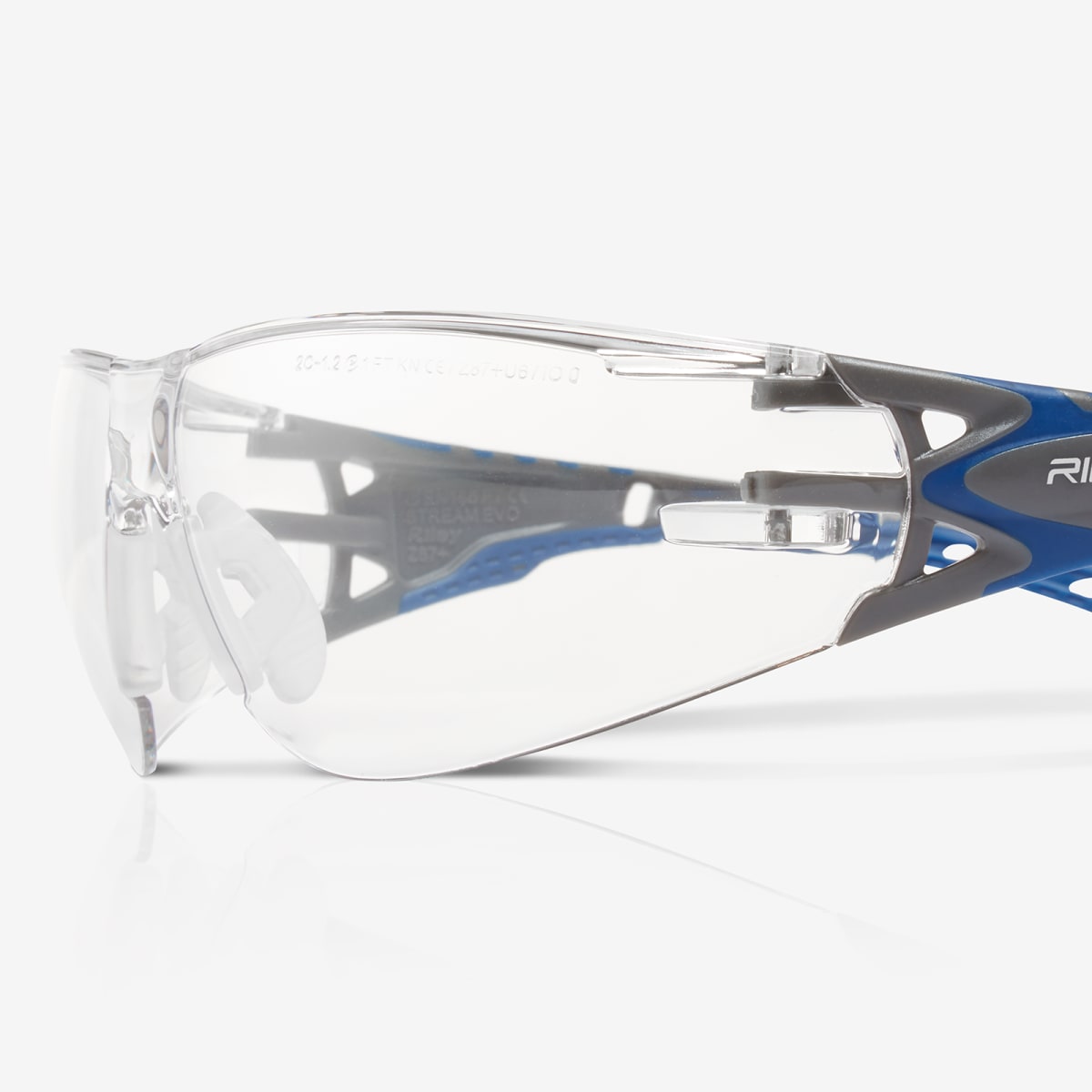 Stream Evo™ Clear Anti-Fog Lens, Gray and Blue Frame Safety Glasses - RLY00361