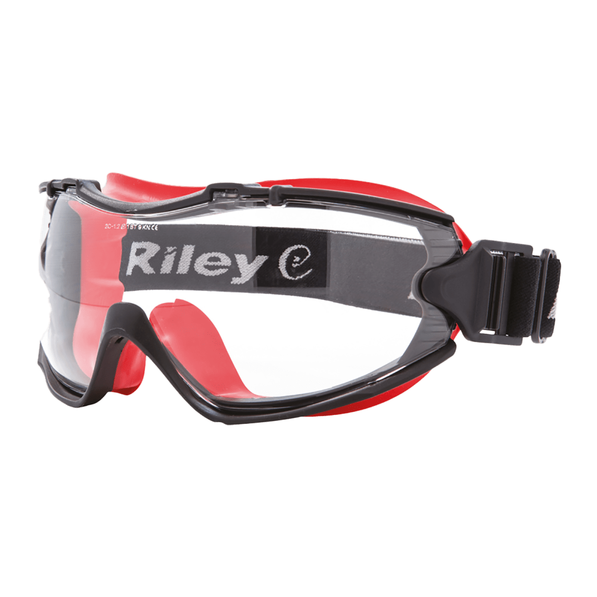 Velia™ Clear Performance Fog Technology Lens, Black and Red Frame Safety Goggles - RLY00221