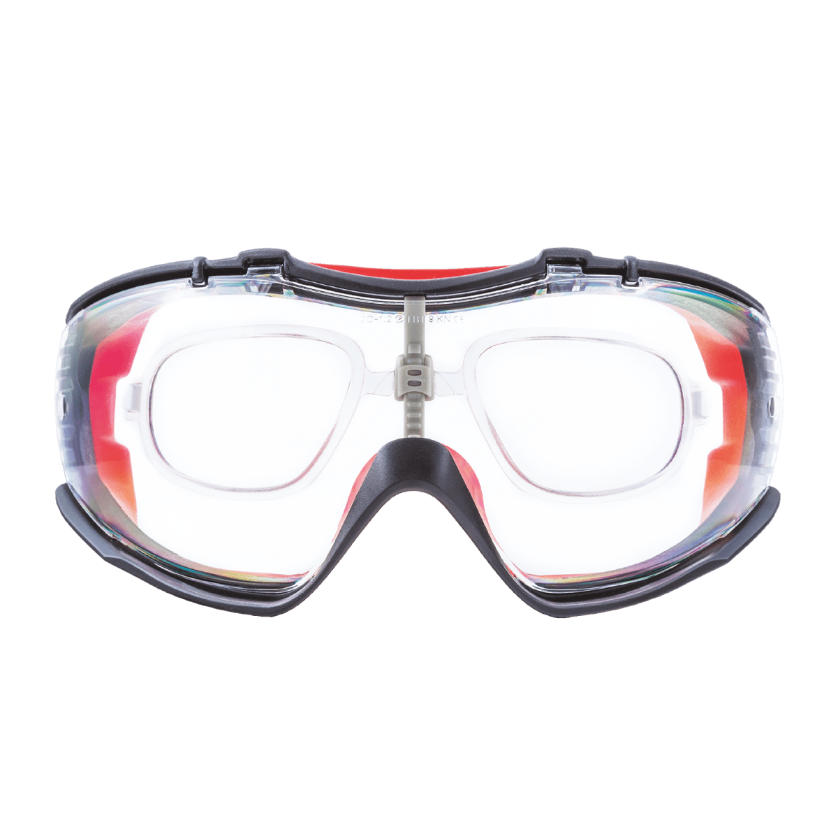 Velia™ Clear Performance Fog Technology Lens, Black and Red Frame Safety Goggles - RLY00221