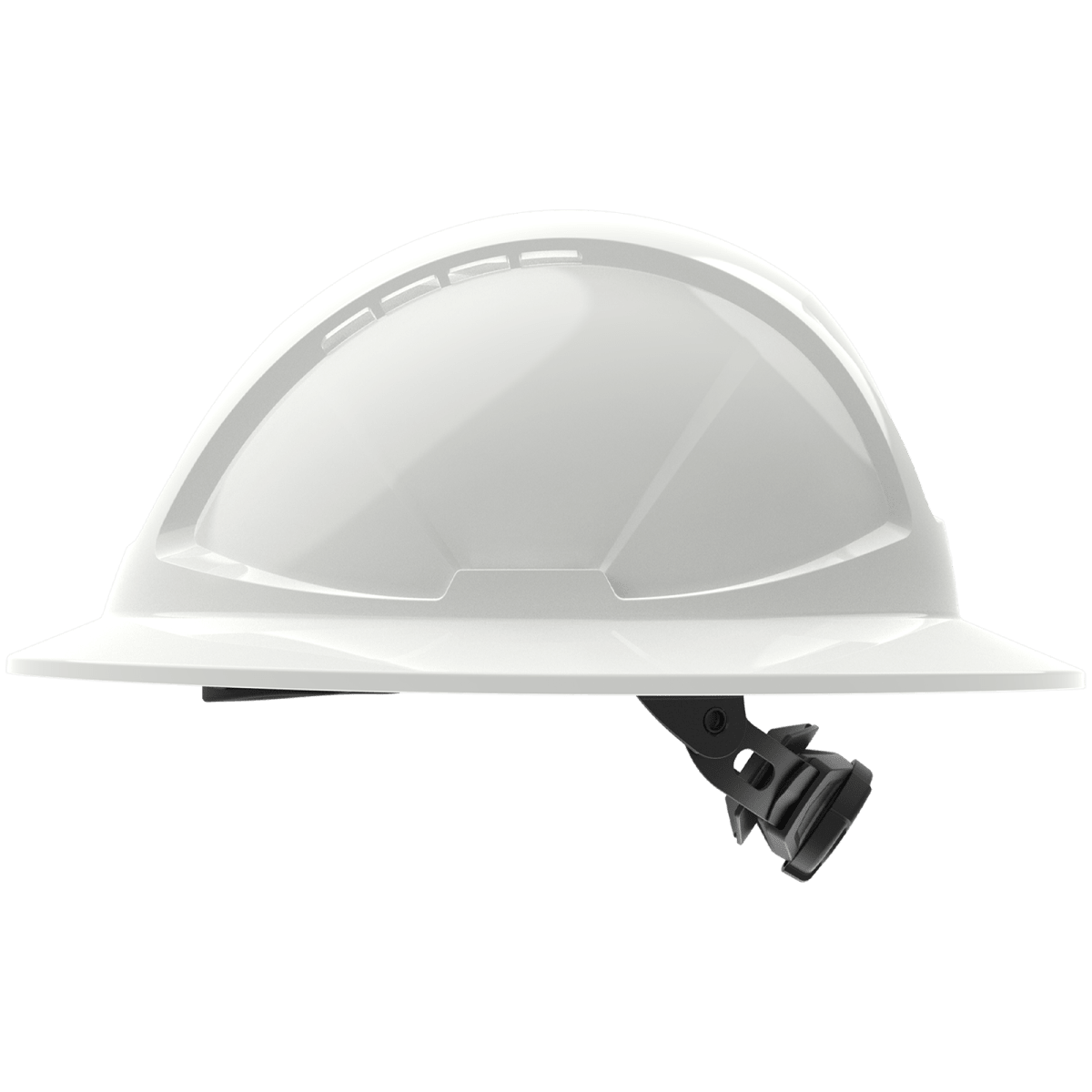 Radius™ Vented Full Brim Style White HDPE Hard Hat With Six-Point Ratchet Suspension - SKHFBUS041WH