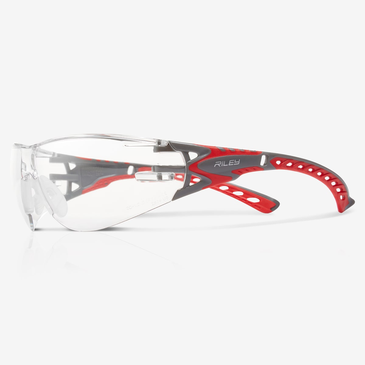 Stream Evo™ Small Clear Anti-Fog Lens, Gray and Red Frame Safety Glasses - RLY00366