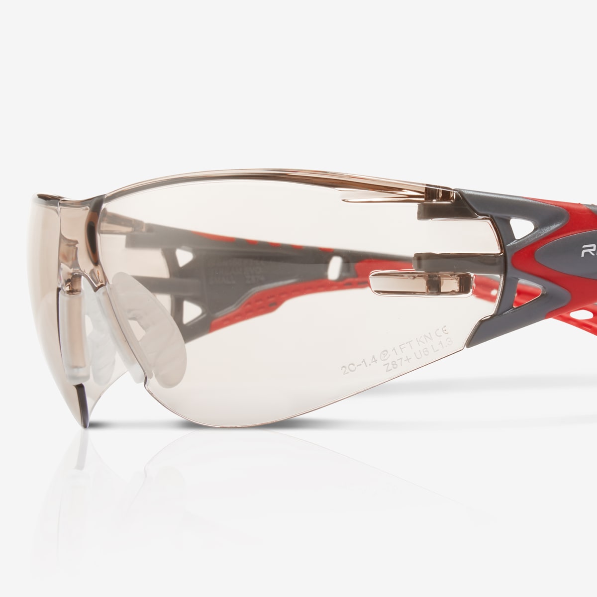 Stream Evo™ Small LED Anti-Fog Lens, Gray and Red Frame Safety Glasses - RLY00372