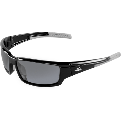 Maki® Silver Mirror Polarized Lens, Shiny Black Frame Safety Glasses - BH145712