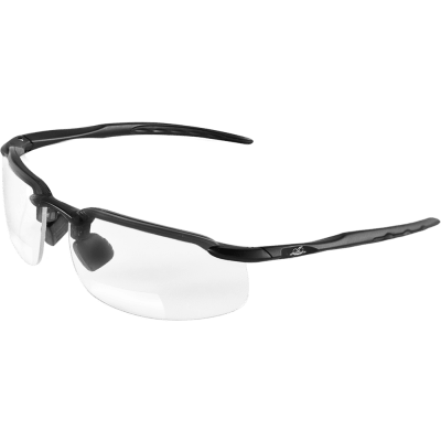 Swordfish® Clear 2.0 Diopter Bifocal Reader Style Lens, Matte Black Frame Safety Glasses - BH106120