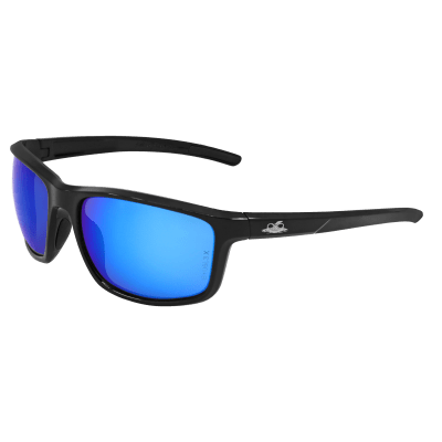 Pompano™ Blue Mirror Performance Fog Technology Lens, Shiny Black Frame Safety Glasses - BH2759PFT