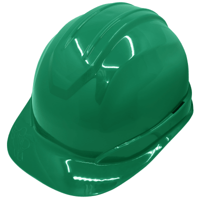 Bullhead Safety™ Head Protection Green Unvented Cap Style Hard Hat With Six-Point Ratchet Suspension - HH-C2-G