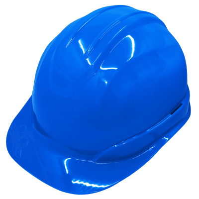 Bullhead Safety™ Head Protection Blue Unvented Cap Style Hard Hat With Six-Point Ratchet Suspension - HH-C2-B