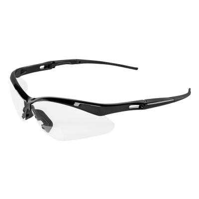 Spearfish® Clear Performance Fog Technology 2.5 Diopter Bifocal Reader Style Lens, Shiny Black Frame Safety Glasses - BH225125PFT