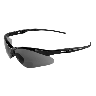 Spearfish® Gray Performance Fog Technology 1.5 Diopter Bifocal Reader Style Lens, Shiny Black Frame Safety Glasses - BH225315PFT