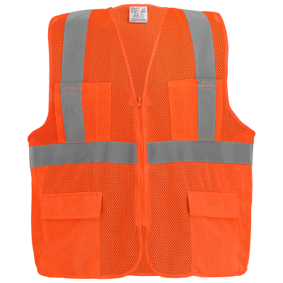 FrogWear® HV High-Visibility Orange Lightweight Mesh Safety Vest - GLO-270