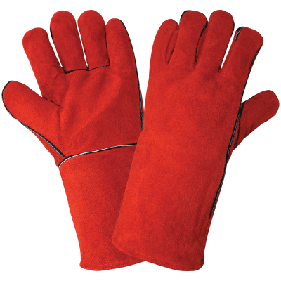 Economy-Grade Split Leather Red Welders Gloves with Thermal-Knit Lining - 1200E