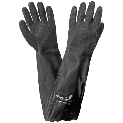 Premium Double-Coated 18-Inch PVC Chemical Handling Gloves with Jersey Liner - 718R