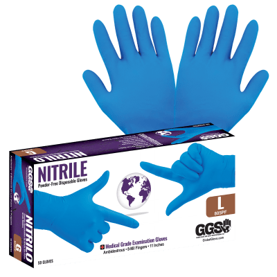 Heavyweight Nitrile, Powder-Free, Examination-Grade, Blue, 8-Mil, Textured Fingertips, 11-Inch Disposable Gloves - 805PF