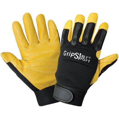 Gripster® Sport Premium-Grade Grain Goatskin Leather Palm Mechanics Style Gloves with Impact Protection - LIMITED STOCK - SG2008