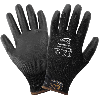 Samurai Glove® Cut Resistant Polyurethane Coated 13-Gauge TuffKut® Gloves with Three Touchscreen Responsive Fingertips - PUG-555TS