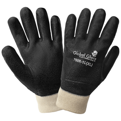 Premium Double-Coated Jersey Lined 10-Inch PVC Chemical Handling Gloves with Knit Wrist - 700R