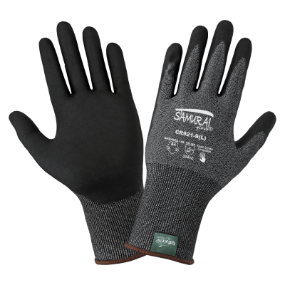Samurai Glove® Salt-and-Pepper Cut Resistant Coated Touchscreen Gloves Made with 21-Gauge Tuffalene® Platinum - CR921