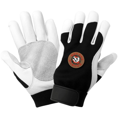 Premium-Grade Goatskin Leather Palm Mechanics Style Gloves with a Multi-Hazard Anti-Shock/Vibration Dampening Palm - AV3008
