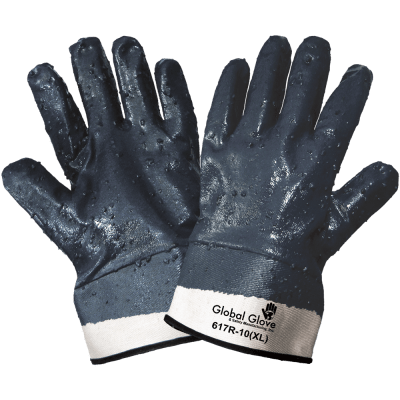 Rough Finish Solid Nitrile Fully Coated Two-Piece Jersey Gloves - 617R