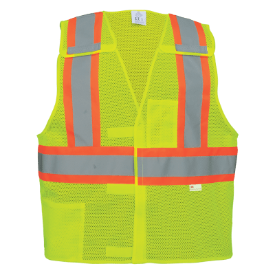 FrogWear® HV High-Visibility Polyester Five-Point Breakaway Safety Vest - GLO-002BA