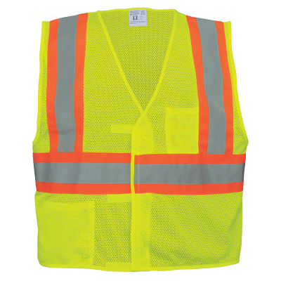 FrogWear® HV High-Visibility Yellow/Green Lightweight Mesh Vest with Orange Contrasting Trim - GLO-002V