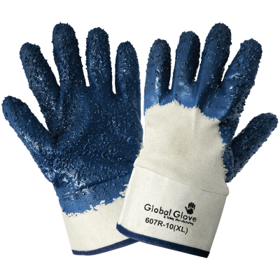 Rough Finish Solid Nitrile Three-Quarter Coated Two-Piece Jersey Gloves - LIMITED STOCK - 607R