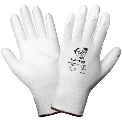 PUG™ White Lightweight Polyurethane Coated Anti-Static/Electrostatic Compliant Nylon Gloves with Cut, Abrasion, and Puncture Resistance - PUG-12