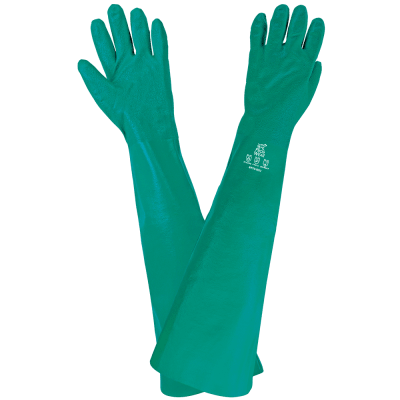 FrogWear® Heavyweight Extra-Long Nitrile Supported Chemical Handling Gloves with Sandpaper Finish - 8772