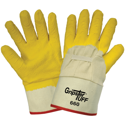 Gripster® Tuff Wrinkle Finish Rubber Three-Quarter Coated Cotton Canvas Gloves - 660