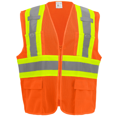 FrogWear® HV High-Visibility Orange Lightweight Mesh Surveyors Vest with Contrasting Trim - GLO-0045