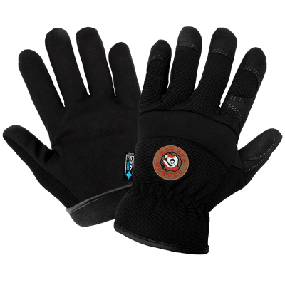 Black, Low Temperature, Insulated, Waterproof, Synthetic Leather Palm Performance Gloves with a Spandex Back - HR3200INT