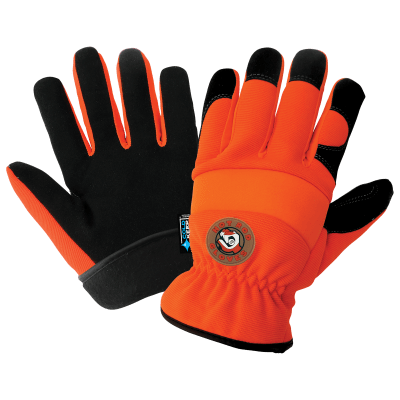 High-Visibility Orange, Low Temperature, Insulated, Waterproof, Synthetic Leather Palm Performance Gloves with a Spandex Back - HR3222INT