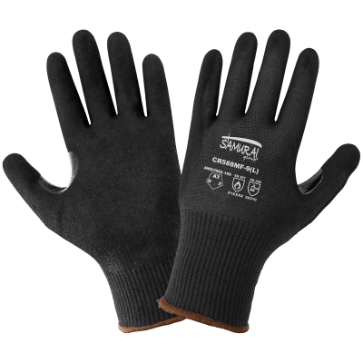 Samurai Glove® Cut, Abrasion, and Puncture Resistant Black Aralene® Nitrile-Coated Gloves - CR588MF