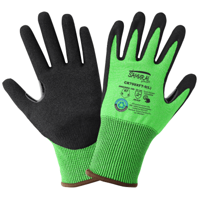 Samurai Glove® High-Visibility Nitrile Coated 18-Gauge rPET Recycled Cut Resistant Gloves with Touchscreen Fingers - CR799XFT