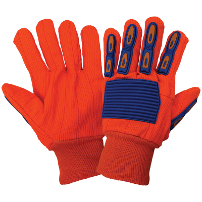 Corded Orange 18 oz. Cotton/Polyester Gloves with TPU Impact Protection - C18OCPB
