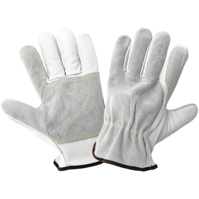 Premium Grain Goatskin Palm and Split Cowhide Back Leather Driver's Gloves with a Double Palm - 3150G