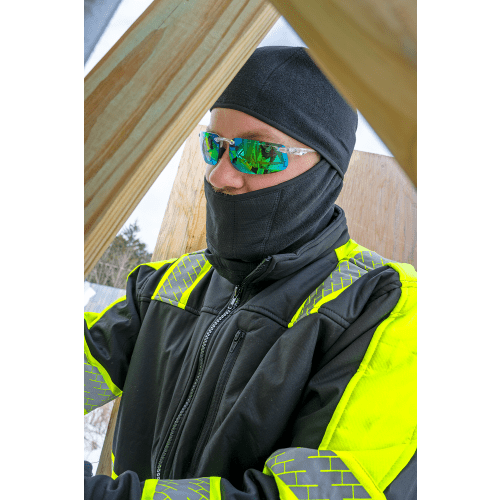 FrogWear® HV - Premium Enhanced-Visibility Black Sherpa-Lined Softshell Jacket with Ripstop Material - EV-SJ1