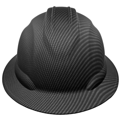 Bullhead Safety™ Head Protection Matte Black Graphite Unvented Full Brim Style Hard Hat With Six-Point Ratchet Suspension - HH-F1-C