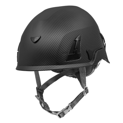 Bullhead Safety™ Head Protection - Matte Black Graphite Climbing Style Protective Helmet with Six-Point Ratchet Suspension and Four-Point Chin Strap - LIMITED STOCK - HH-CH1-CB